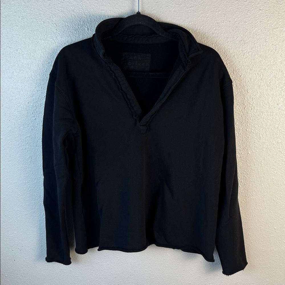 Frank And Eileen Women’s Collared V Neck Pullover Sweatshirt Black